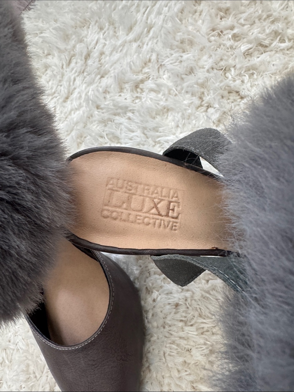 Australia luxe fur gray mules size 8 - Picture 3 of 8